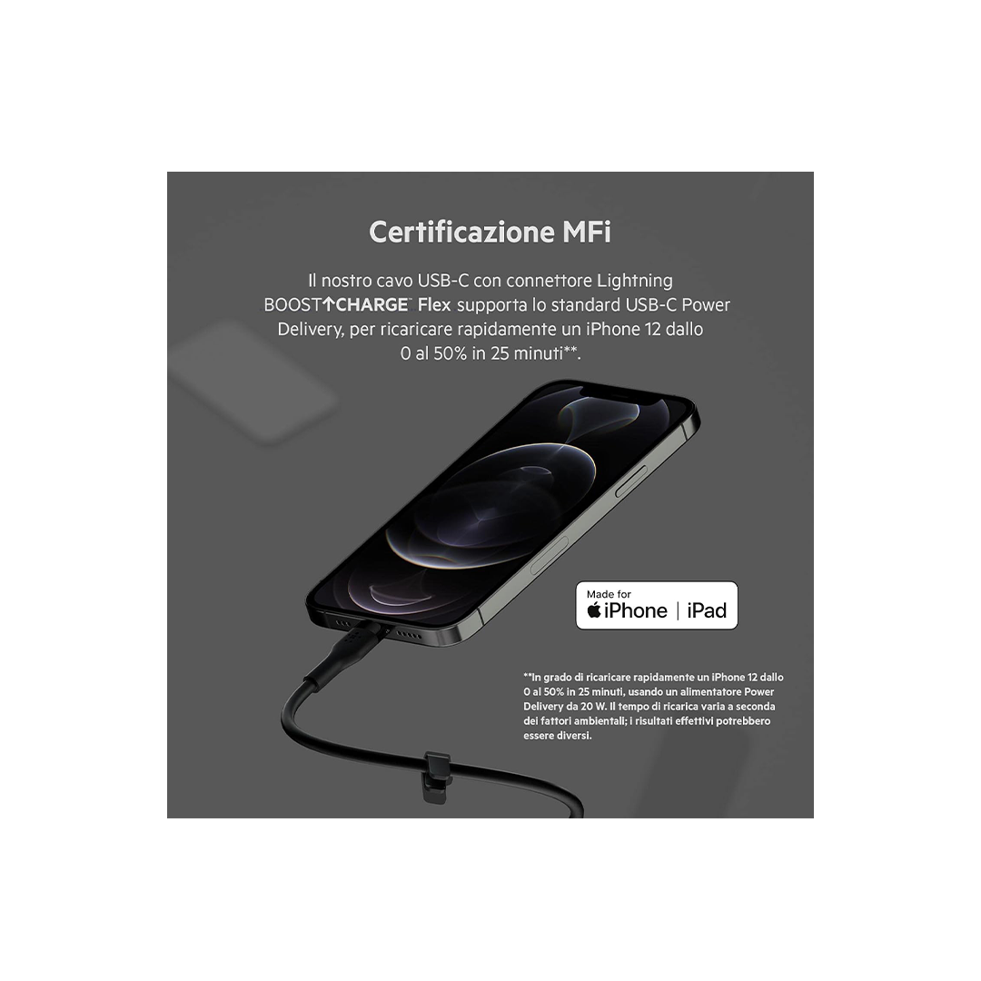 Belkin BoostCharge Flex Silicone USB Type C to Lightning Cable - 3M in Qatar Belkin BoostCharge Flex Silicone USB Type C to Lightning Cable - 3M in Qatar